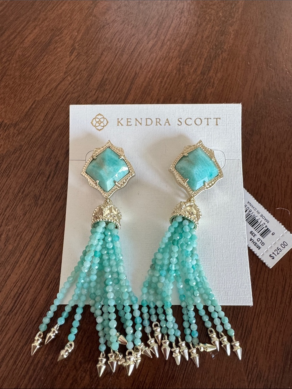 Kendra Scott Aqua Turquoise Tassel Statement Earrings